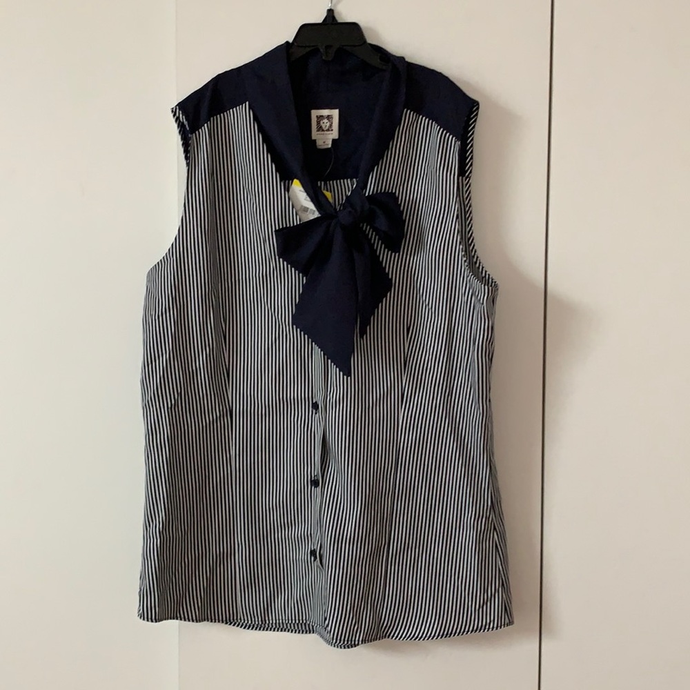 Anne Klein tie neck stripe blouse